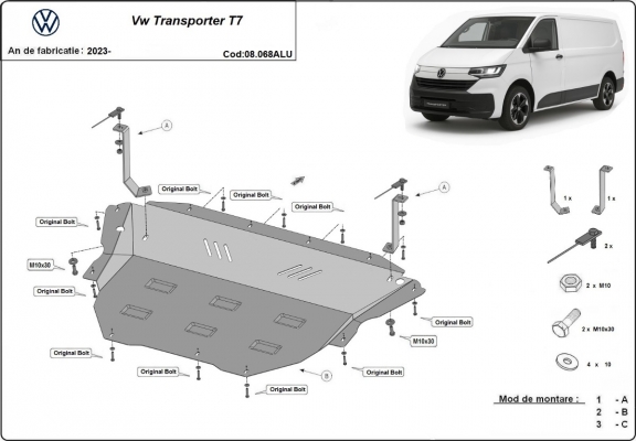 Hliníkový kryt pod motor Volkswagen Transporter T7 Van