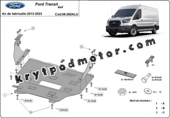 Kryt pod motor hliník Ford Transit 4x4