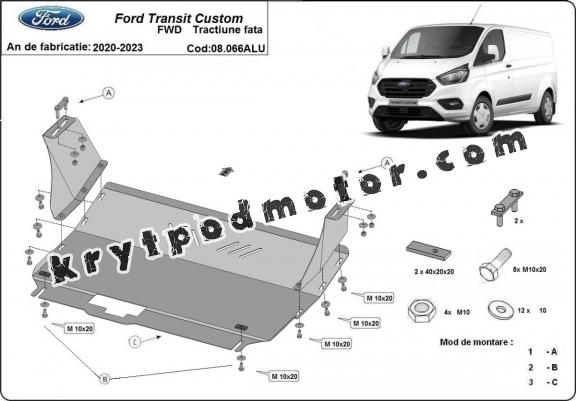 Hliníkový kryt pod motor Ford Transit Custom - FWD