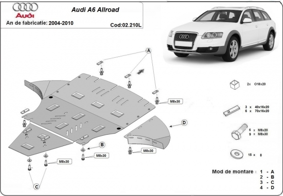 Kryt pod motor Audi A6 Allroad 2 - avec latéraux