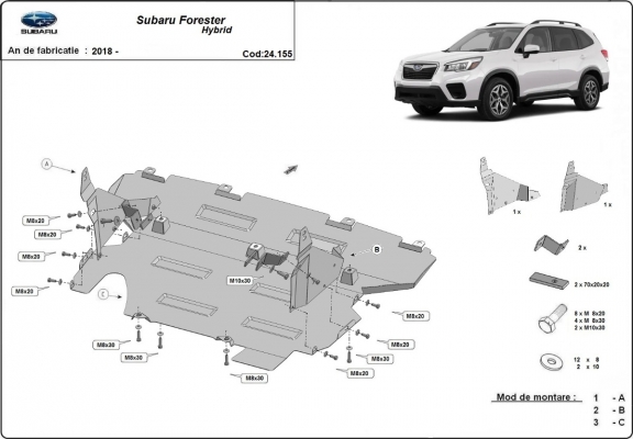 Kryt pod motor Subaru Forester 5 Hybrid