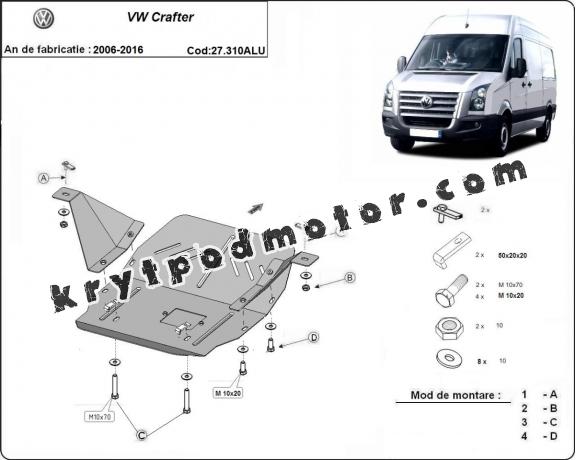 Kryt pod motor hliník Volkswagen Crafter