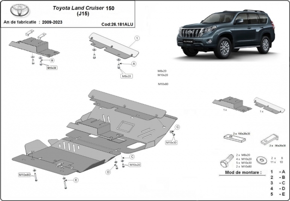 Kryt pod motor hliník Toyota Land Cruiser 150