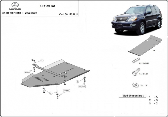 Hliník kryt pod převodovka Lexus GX