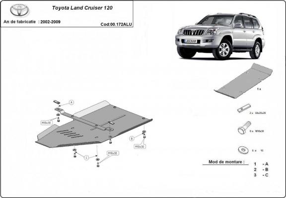 Hliník kryt pod převodovka Toyota Land Cruiser J120