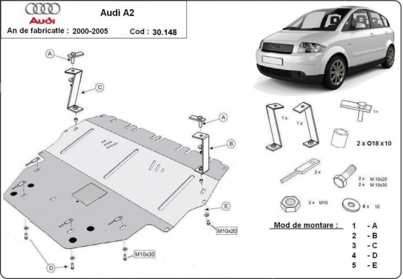 Kryt pod motor Audi A2