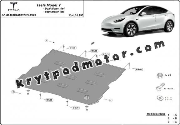 Přední štít elektromotoru pro Tesla Model Y AWD