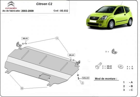 Kryt pod motor Citroen C2