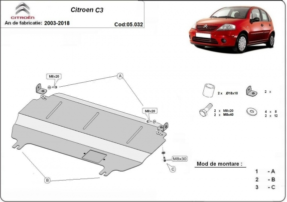 Kryt pod motor Citroen C3
