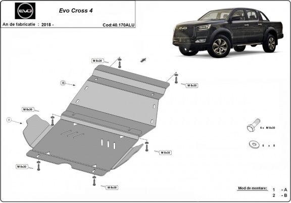 Hliníkový kryt pod motor Evo Cross 4