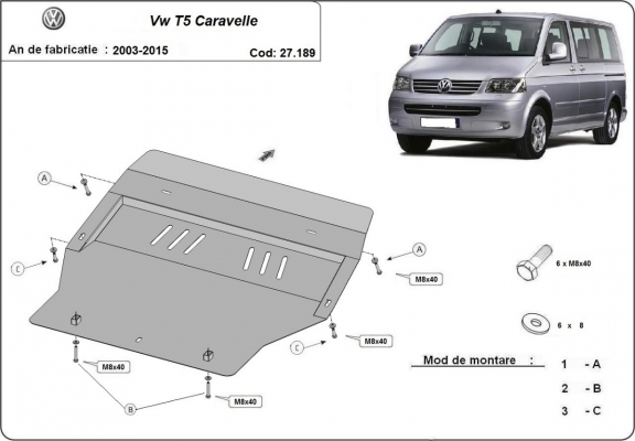 Kryt pod motor Volkswagen T5 Caravelle 