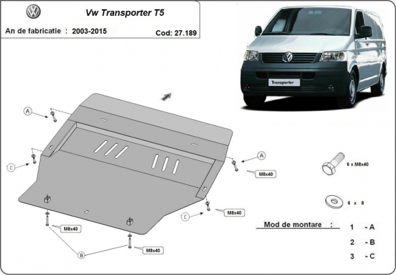Kryt pod motor Volkswagen Transporter T5