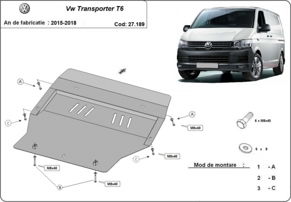 Kryt pod motor Volkswagen Transporter T6