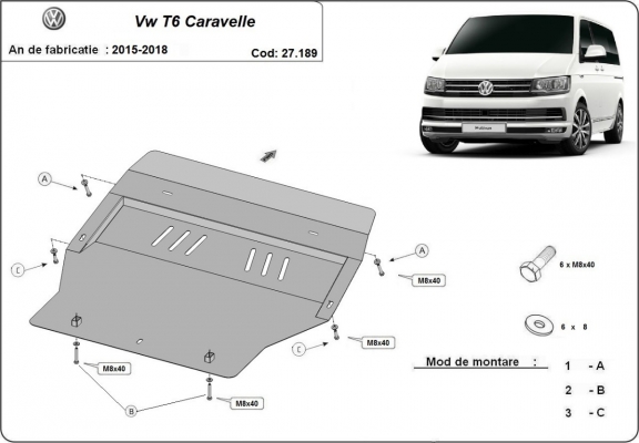 Kryt pod motor Volkswagen Transporter T6 Caravelle