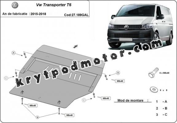 Galvanizovaná ocel ryt pod motor Volkswagen Transporter T6