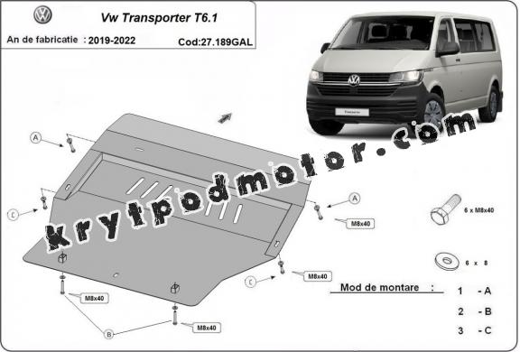 Galvanizovaná ocel ryt pod motor Volkswagen Transporter T6.1