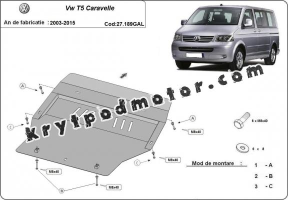Galvanizovaná ocel ryt pod motor Volkswagen Transporter T5 Caravelle