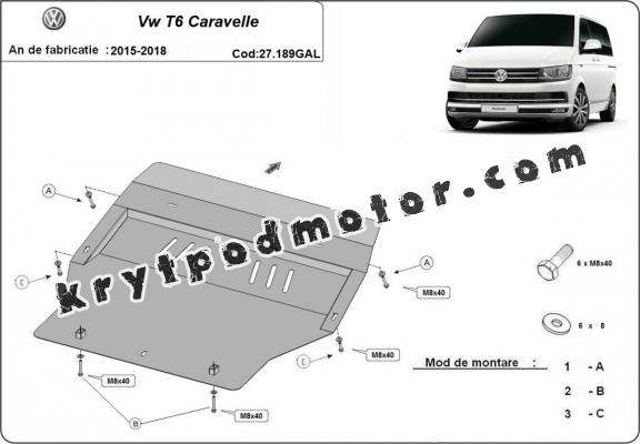 Galvanizovaná ocel ryt pod motor Volkswagen Transporter T6 Caravelle