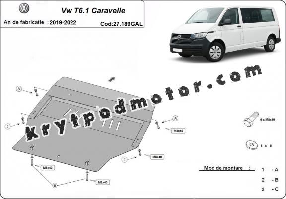 Galvanizovaná ocel ryt pod motor Volkswagen Transporter T6.1Caravelle