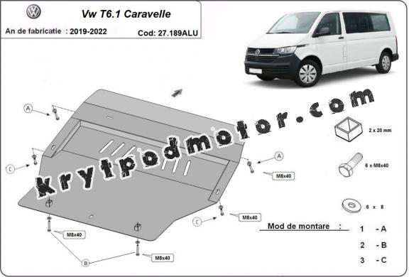 Kryt pod motor hliník Volkswagen Transporter T6.1 Caravelle