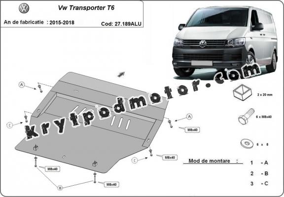 Kryt pod motor hliník Volkswagen Transporter T6