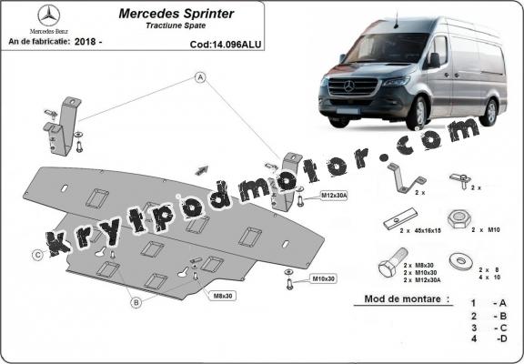 Kryt pod motor hliník Mercedes Sprinter - RWD