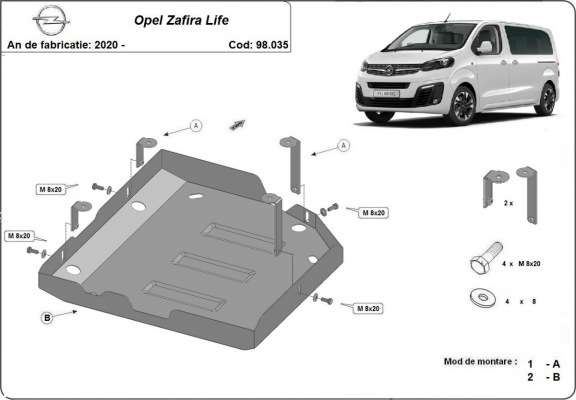 Kryt pod AdBlue Opel Zafira Life