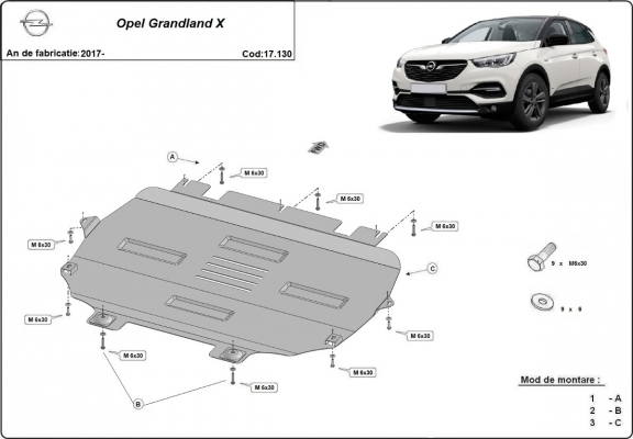 Kryt pod motor Opel Grandland X