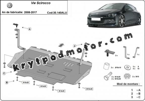 Hliníkový kryt pod motor Volkswagen Scirocco