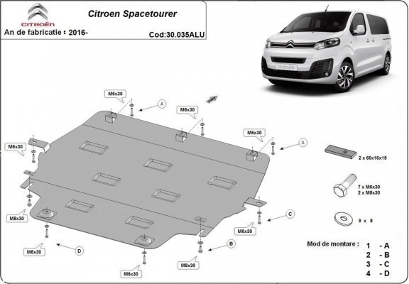 Hliníkový kryt pod motor Citroen Spacetourer