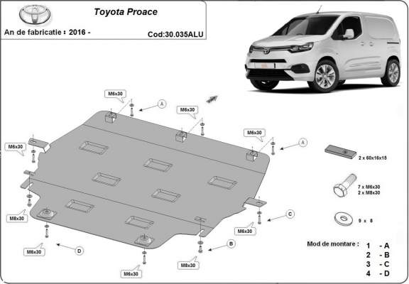 Hliníkový kryt pod motor Toyota Proace