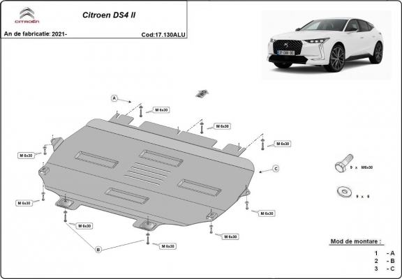 Hliníkový kryt pod motor Citroen DS4 II