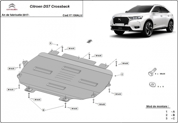 Hliníkový kryt pod motor Citroen DS7 Crossback