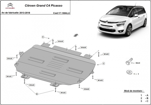 Hliníkový kryt pod motor Citroen Grand C4 Picasso