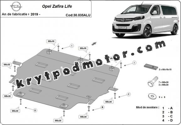 Hliníkový kryt pod motor Opel Zafira Life