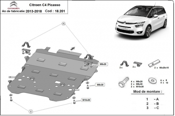 Kryt pod motor Citroen C4 Picasso