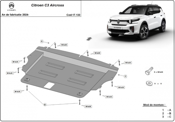 Kryt pod motor Citroen C3 Aircross