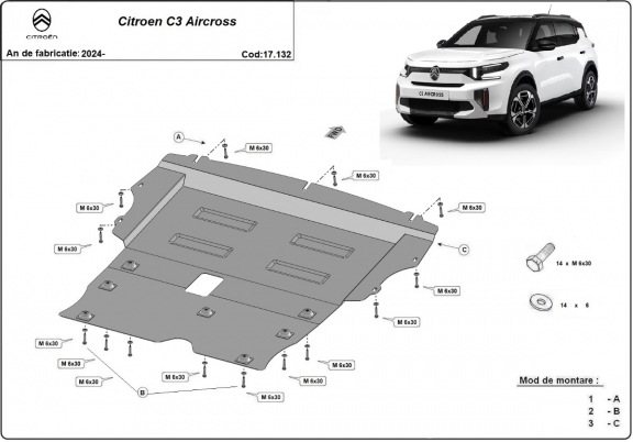 Kryt pod motor Citroen C3 Aircross