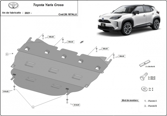 Kryt pod motor hliník Toyota Yaris Cross