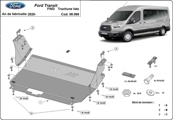 Kryt pod motor Ford Transit - FWD