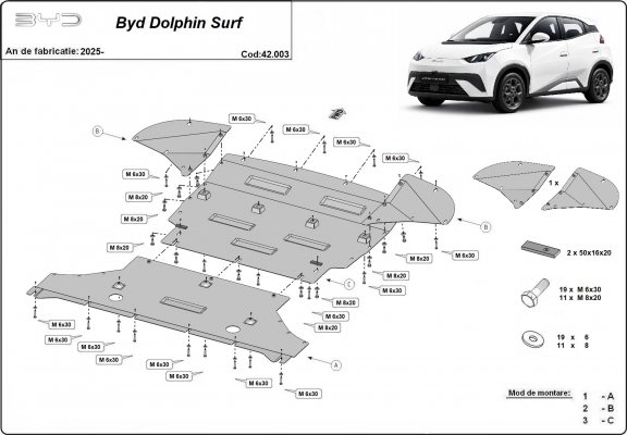 Kryt pod motor BYD Dolphin Surf