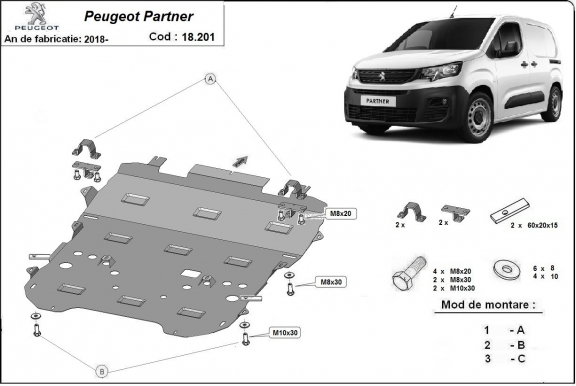 Kryt pod motor Peugeot Partner