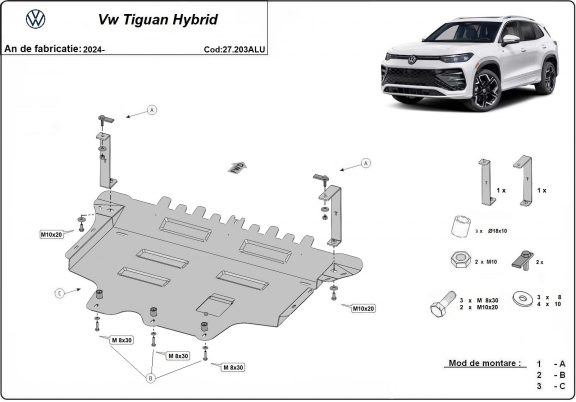Hliníkový kryt pod motor VW Tiguan