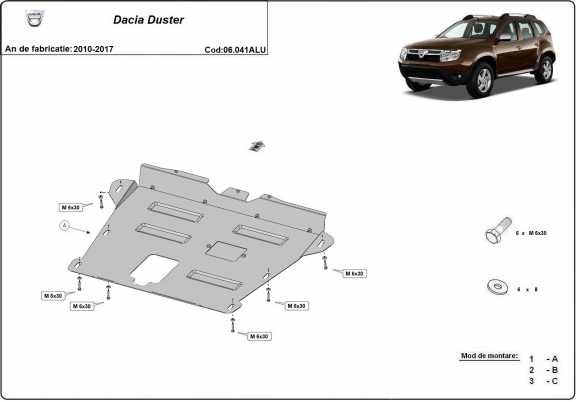 Hliníkový kryt pod motor Dacia Duster