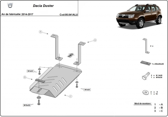 Hliníkový kryt pod diferenciál Dacia Duster 4x4