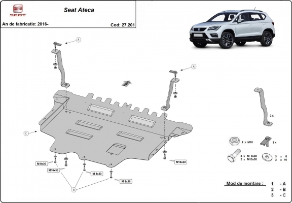 Kryt pod motor Seat Ateca