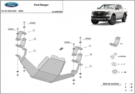 Kryt pod diferenciál Ford Ranger