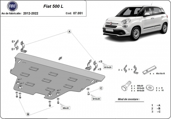 Kryt pod motor Fiat 500 L