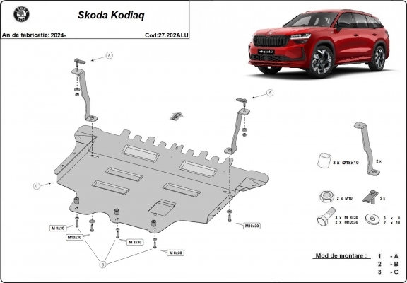 Hliníkový kryt pod motor Skoda Kodiaq