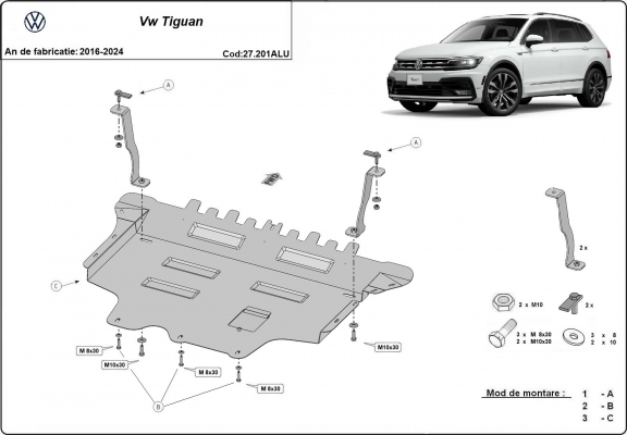 Hliníkový kryt pod motor VW Tiguan